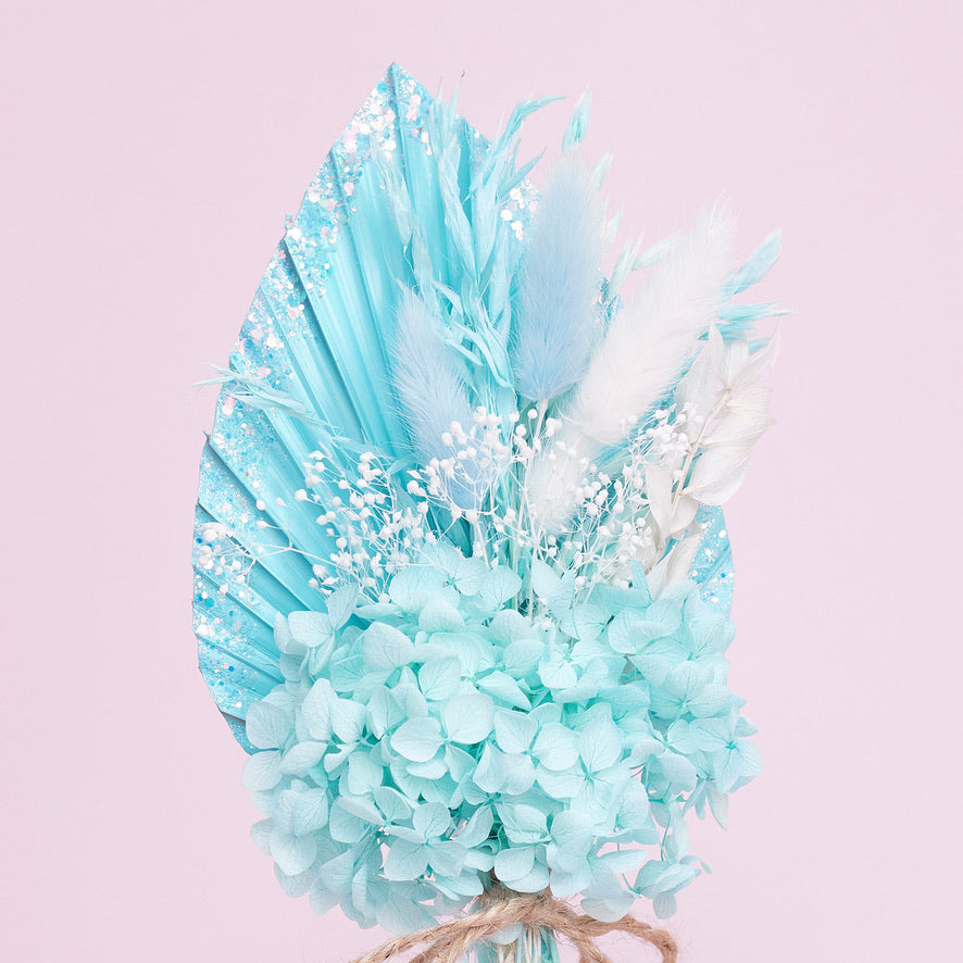 Dried Palm Spear Bouquet (Ice Blue Glitter)