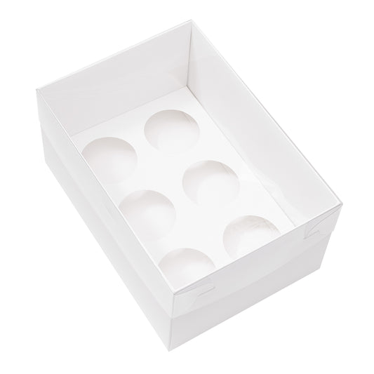 Extra Tall Premium Cupcake Boxes – Pack of 5 with Clear Lids (6 Holes)
