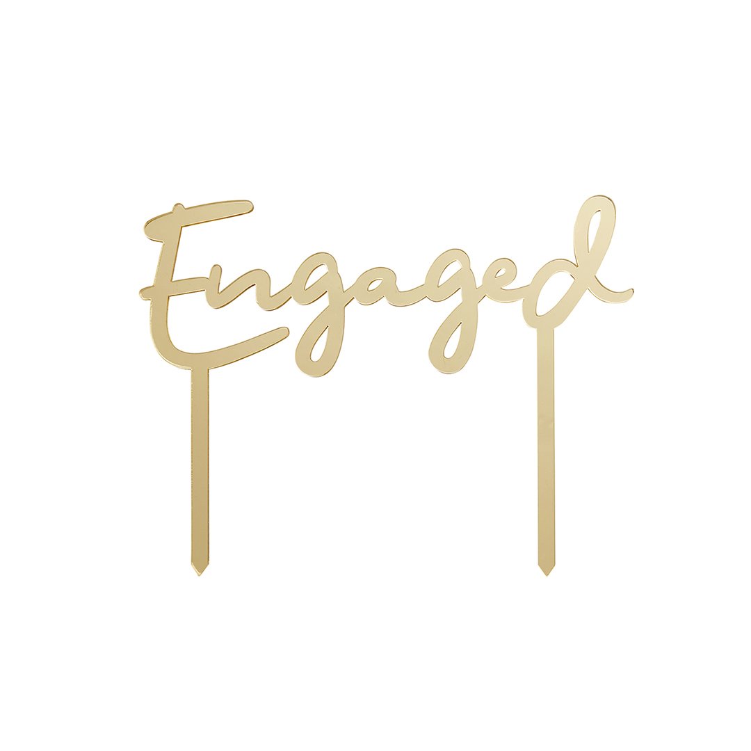 Gold 'Engaged' Acrylic Cake Topper